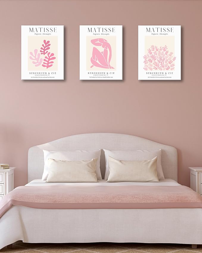 HesenDot Framed Matisse Pink Wall Art Set of 3, Minimalist Wall Decor, 12x16IN - Image 5