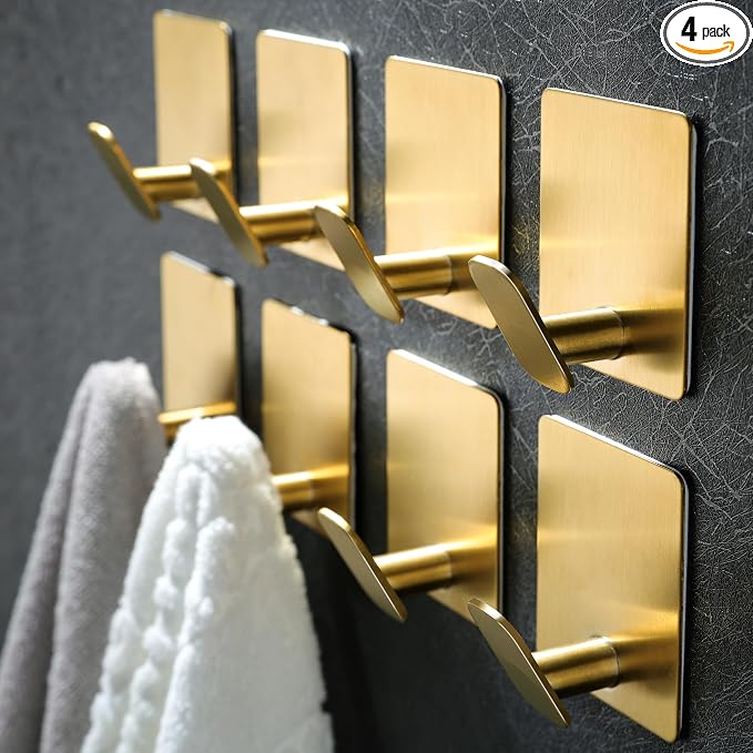 DELITON 8 Pack Gold Wall Hooks by DELITON