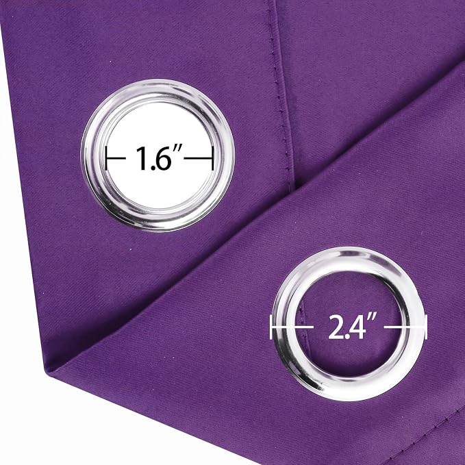 LEMOMO Blackout Curtains 52 x 90 Inch Long Purple Curtains Set of 2 Panels Room - Image 5