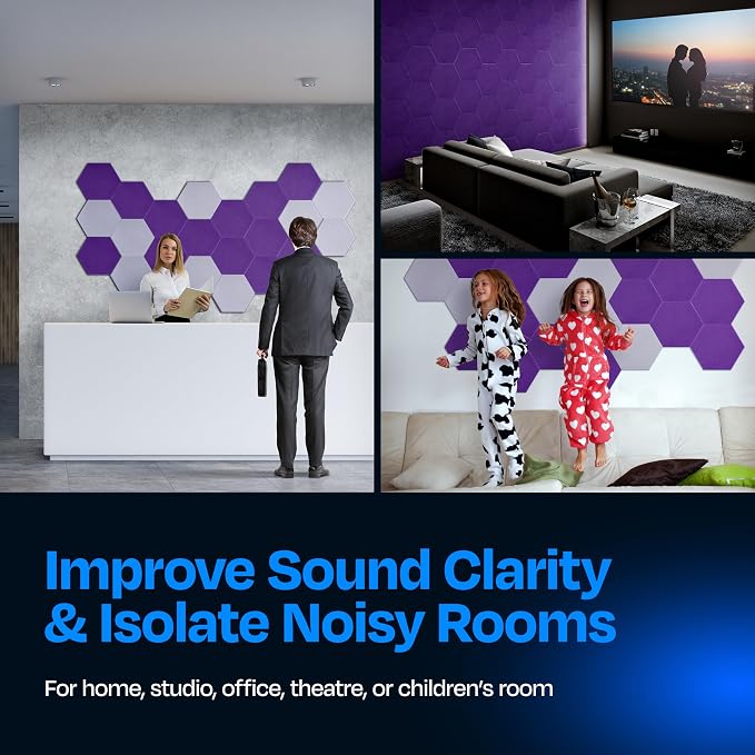 Acoustic Panels 12-Pack Soundproof Wall Panels 14"X12.1"X0.4" Sound Panels High - Image 4