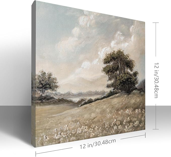 JolyWell Hand-Painted Vintage Canvas Wall Art, Landscape Wall Painting Prints - Image 6
