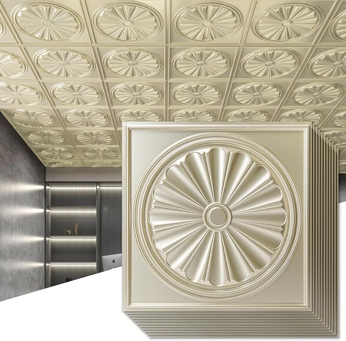 Art3dwallpanels Ceiling Tiles 12 Pack Drop Ceiling Tiles, 24 x 24 Inch High by Art3dwallpanels