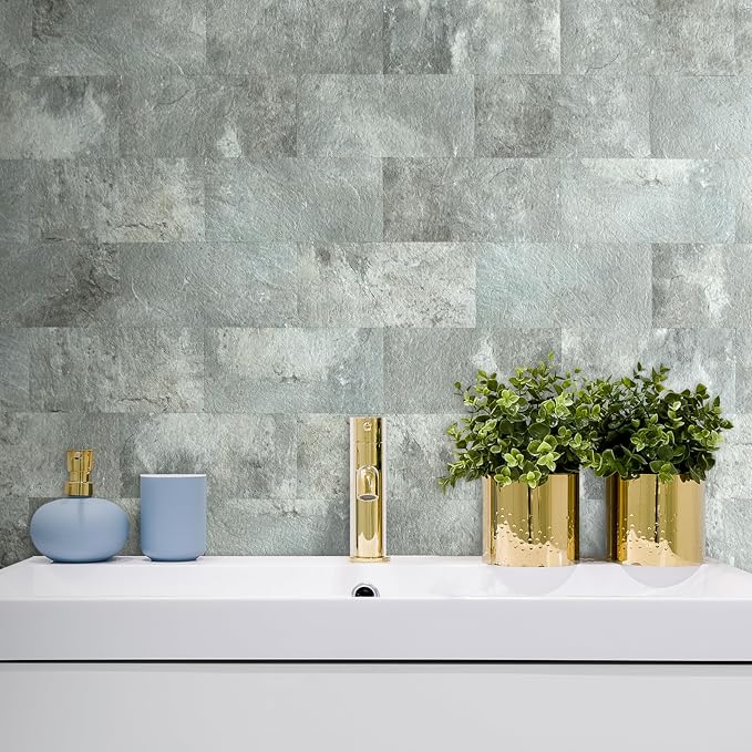 AULIGET 20-Piece Mountain Rock Peel and Stick Backsplash Wall Tiles, Laundry - Image 6
