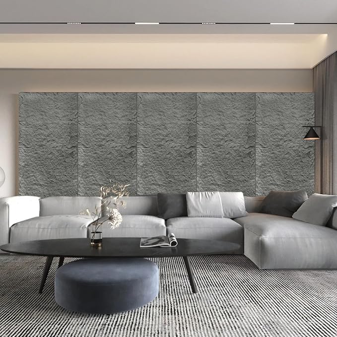 5-Pack 3D Faux Stone Wall Panels, PU Cement-Texture Wainscoting Panels - Image 5