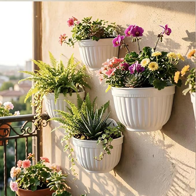 6 Pcs Plastic Large Wall Plant Pots Vertical Garden Living Wall Mounted Window - Image 2