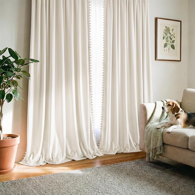 NICETOWN Ivory White Velvet Curtains 84" Long - Image 7