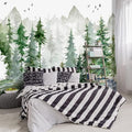 -Green Cartoon Pine Forest Nursery Fabric Wallpaper by YIHWM-PurchaseNow