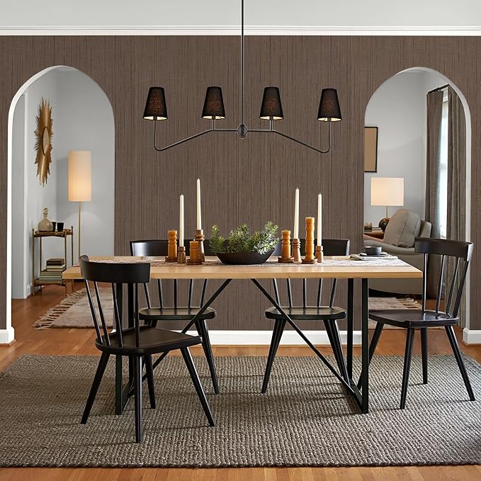 Brown Grasscloth Peel and Stick Wallpaper Vintage Texture Removable Waterproof - Image 7