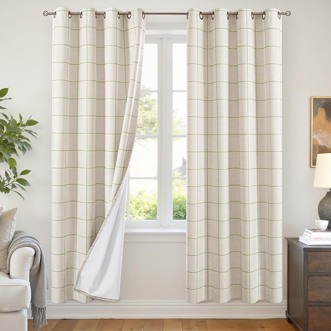 Lajode Sage Green Linen Blackout Curtains by Lajode