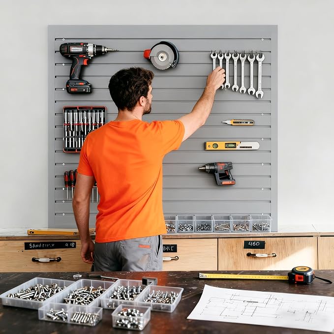 Yuzzy Slat Wall Paneling 4 x 4ft, Garage Slatwall Panel Wall Storage Systems - Image 5