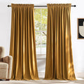 NICETOWN Mustard Gold Velvet Curtains Long Drapes, Living Room Office Luxury by NICETOWN