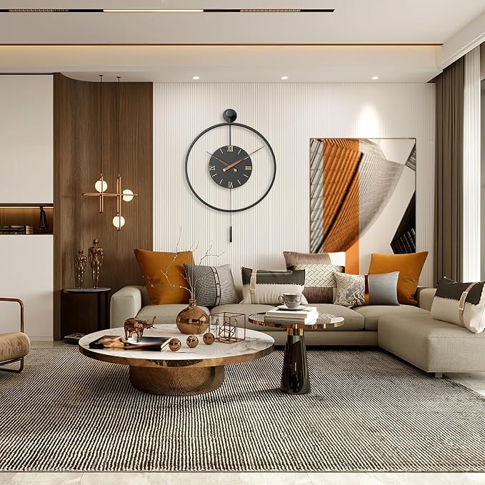 34.6×24 Inch Large Modern Decorative Oversized Pendulum Wall Clocks - Image 4