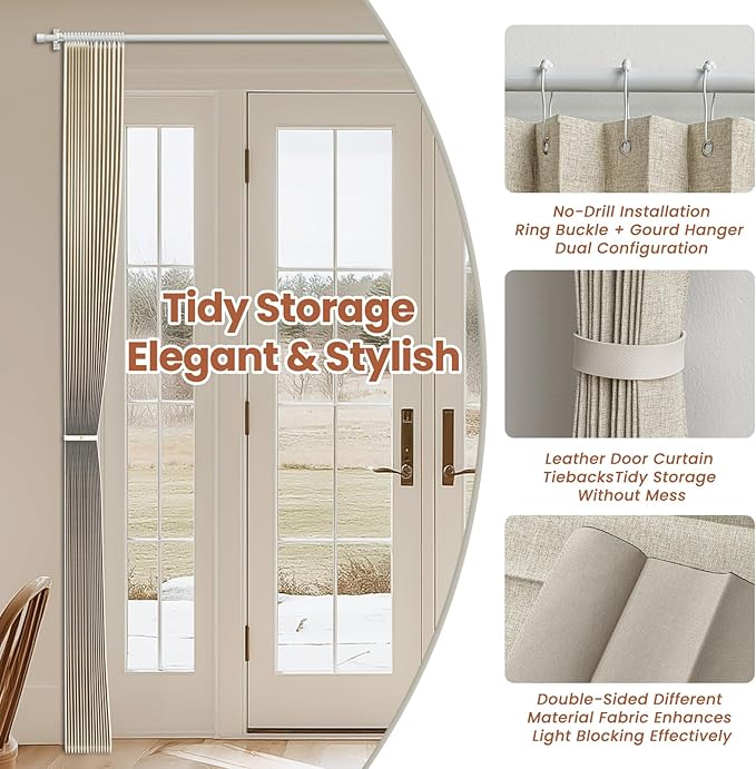 AJAZZ Blackout Accordion Door Curtain 98"x84" Cream Yellow - Image 5