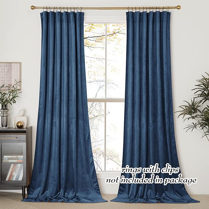 NICETOWN Navy Blue Velvet Curtains 84 inches - Image 3