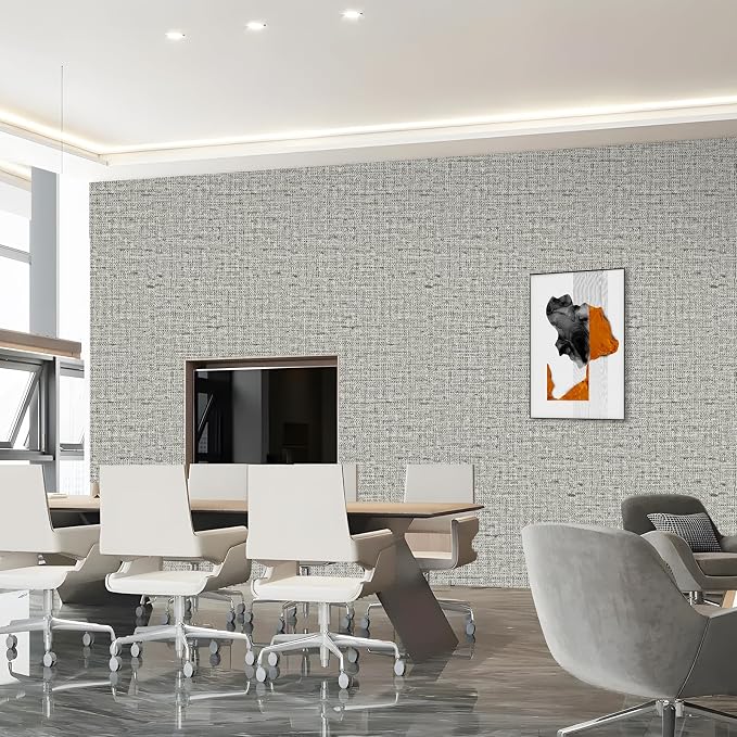 15.75"x590.6" Gray Grasscloth Wallpaper Peel and Stick Removable Textured Wall - Image 5