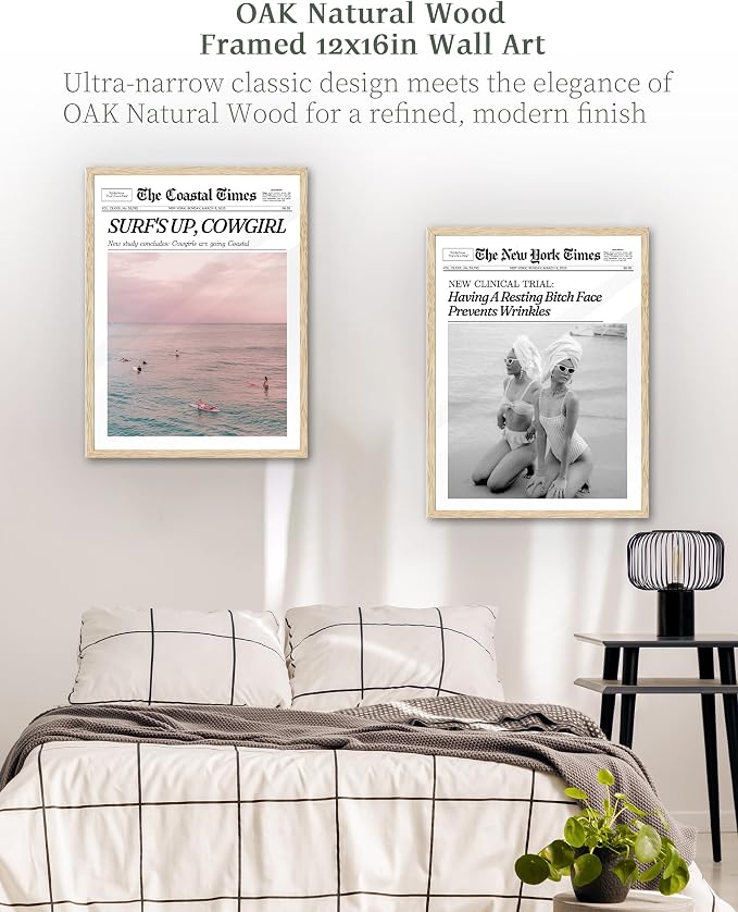 iHery Unframed Trendy Coastal Cowgirl NewsPaper Wall Art Prints, 12x16in Canvas - Image 6