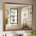 40x36 Inch Bathroom Mirror for Wall, Anti-Rust Walnut Wood Grain Metal Framed by Briivuemodernmirrors
