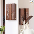 Rustic Folding Wall Hooks: Decorative Wooden Coat Hooks 2Pack Mounted by KYIAANY