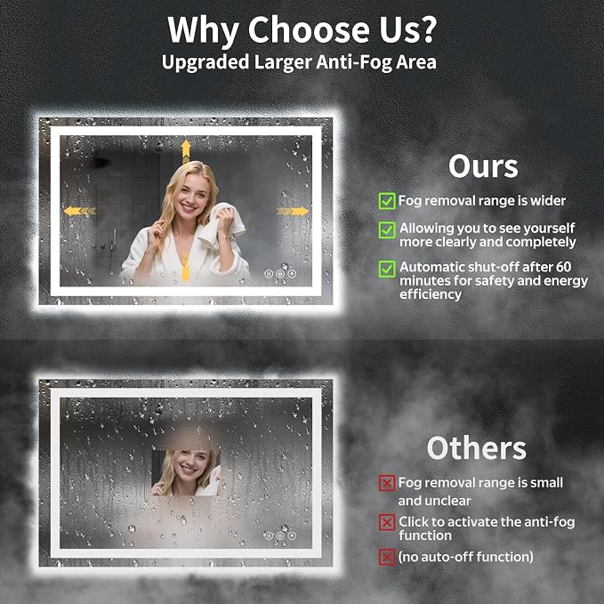 48"x30" LED Bathroom Mirror - Image 3