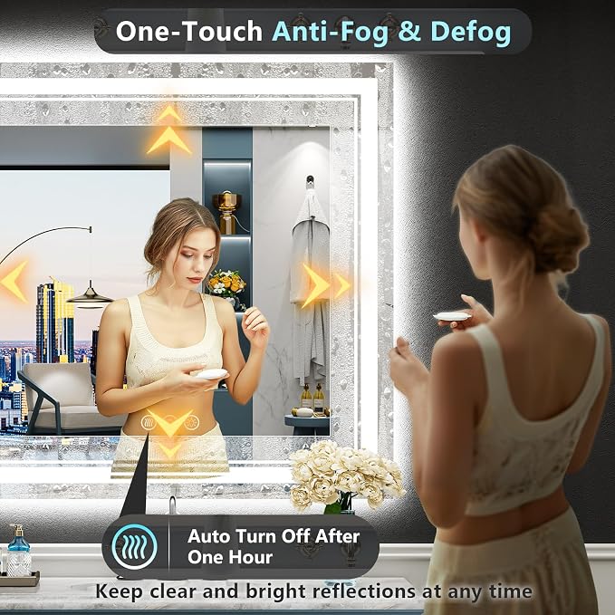 38x38 LED Bathroom Mirror with Lights, Backlit and Front Lit Anti-Fog Lighted - Image 5