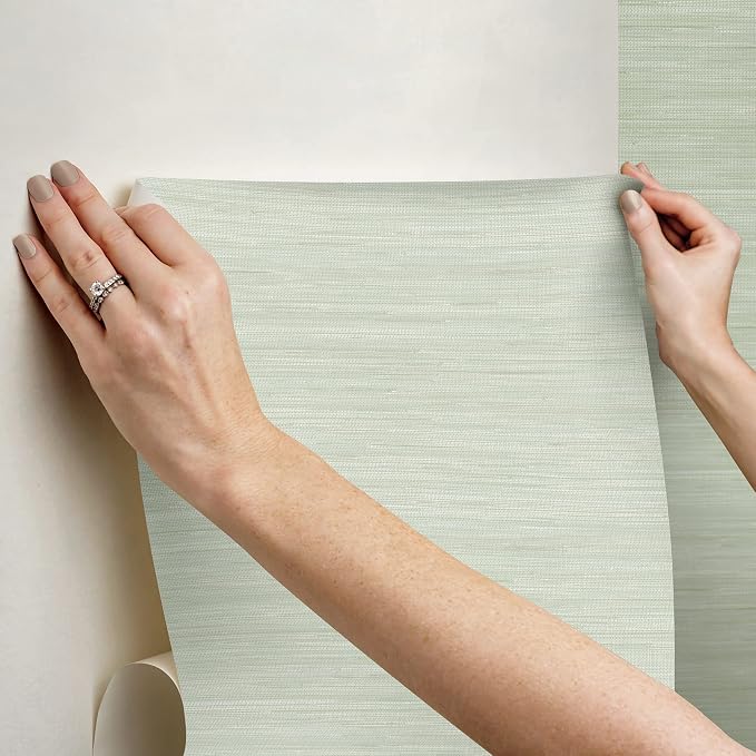 NuWallpaper x Society Social Green Classic Faux Grasscloth Peel & Stick - Image 7