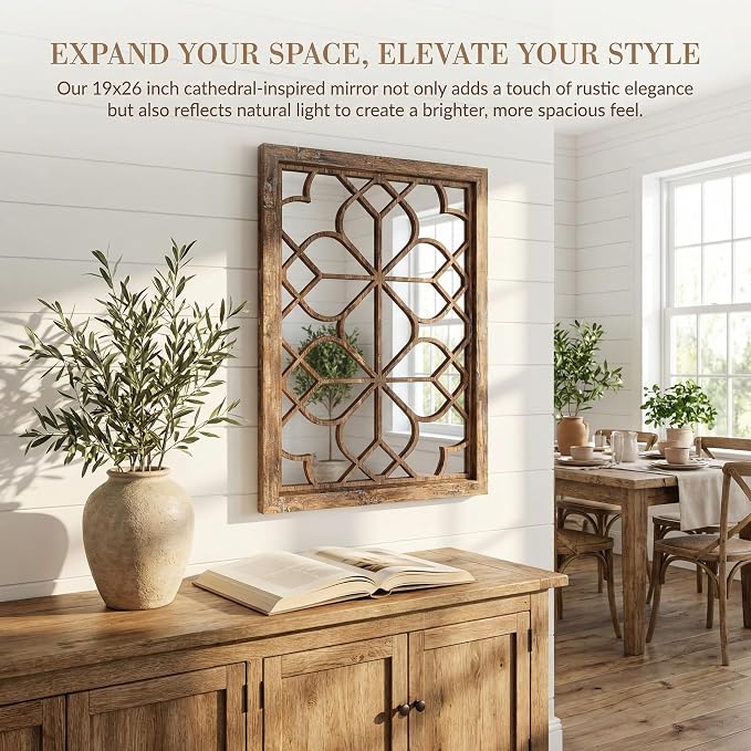 Set of 2 19x26 Inch Large Redbrown Shatterproof Rectangular Wall Mirrors - Image 4
