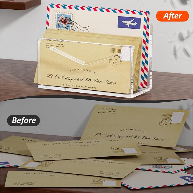 FUCDTEFC Acrylic Mail Holder, Mail Organizer Wall Mounted Clear File Letter - Image 6