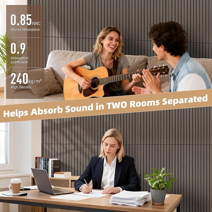 TO-TH Wood-Look Acoustic Panel, 4 Pack 47.2” x 23.6” Soundproof Wall Panels - Image 4