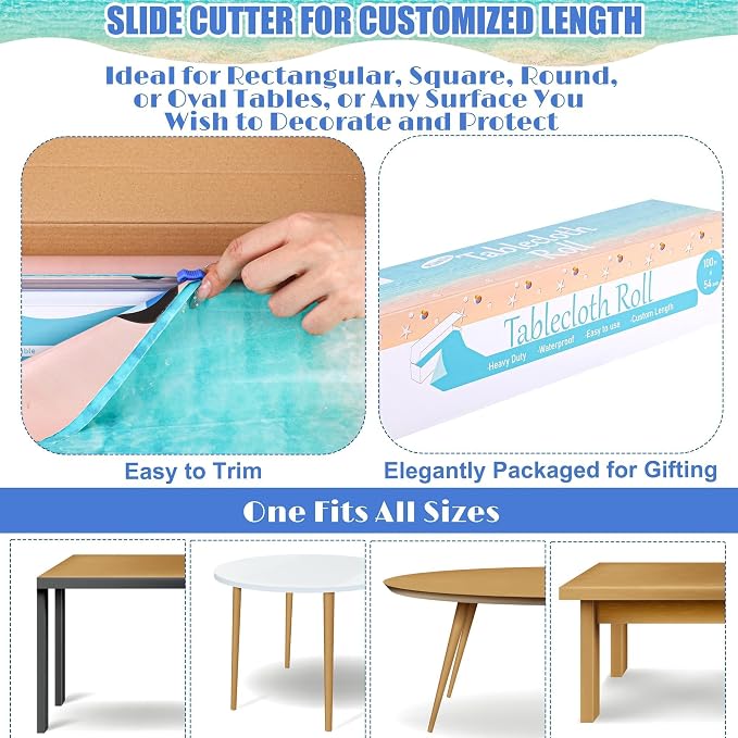 Kochorie 100 Ft x 54 Inch Summer Beach Tablecloth Roll - Image 4
