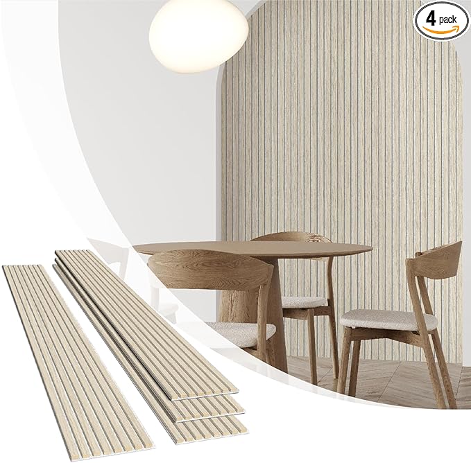 Olanglab Wood Wall Panels 4 Pack, Wood Slat Acoustic Wall Panels, 94.5"x12.6" by Olanglab