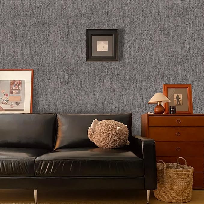 Yancorp 10ft Textured Fabric Wallpaper Faux Grasscloth Light Brown Peel and - Image 3