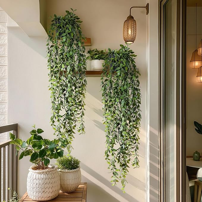 Artificial Hanging Plant 2 Pcs Faux Plant Ivy Vine Faux Eucalyptus Vines Fake by Yarmare