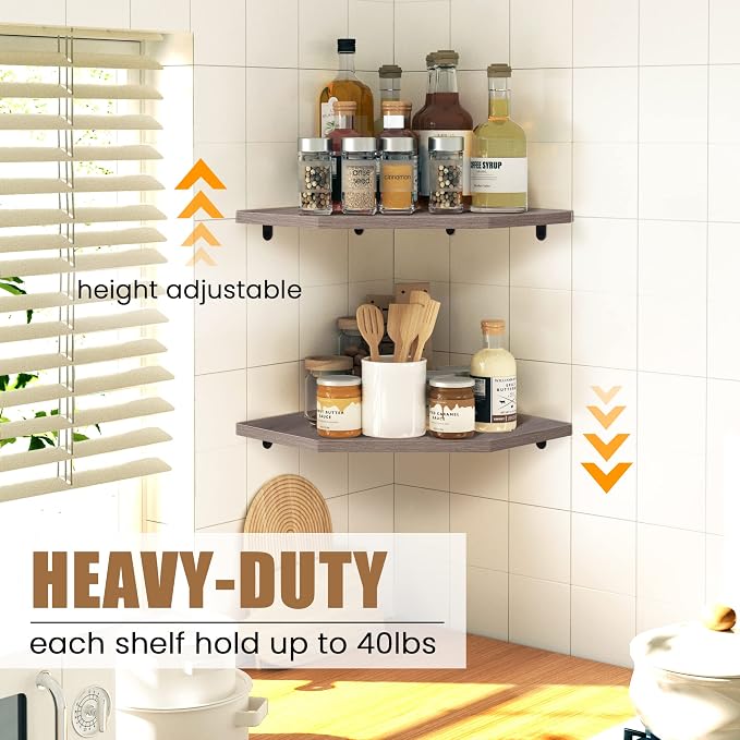 Fun Memories Corner Shelf Wall Mount, Corner Floating Shelves, Rustic Wood Wall - Image 4