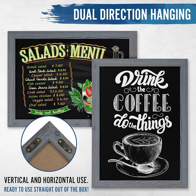 Rustic Grey Magnetic Wall Chalkboard, Large Size 18" x 24", Framed Chalkboard - Image 3
