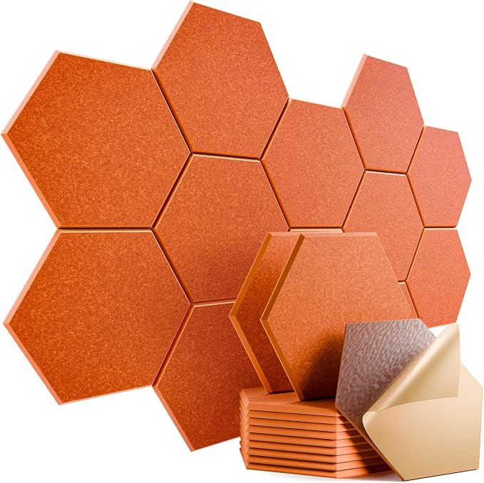 12 Pack Self-Adhesive Acoustic Panels 12" X 10" X 0.4" by Dailycooper