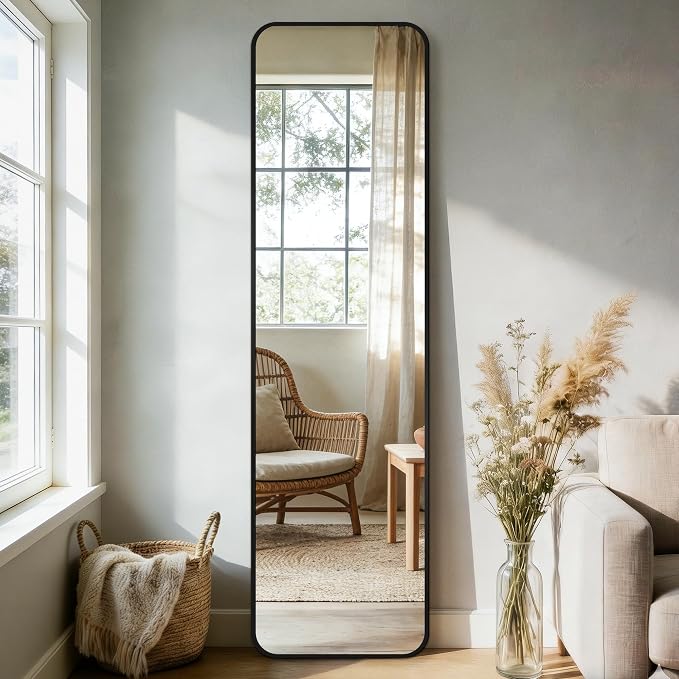 Delma Full Length Mirror, Wall Mounted, Freestanding or Leaning, Rounded - Image 9
