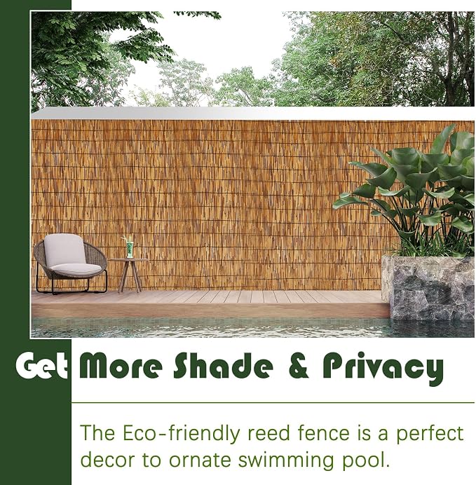 Barydat 4 Pcs 4 x 16.4 ft Reed Fence Roll, 85% Shade Bamboo Privacy Screen - Image 7
