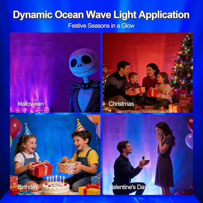 Wave Wall Light, 30W Smart RGBW Water Ripple Projector - Image 8
