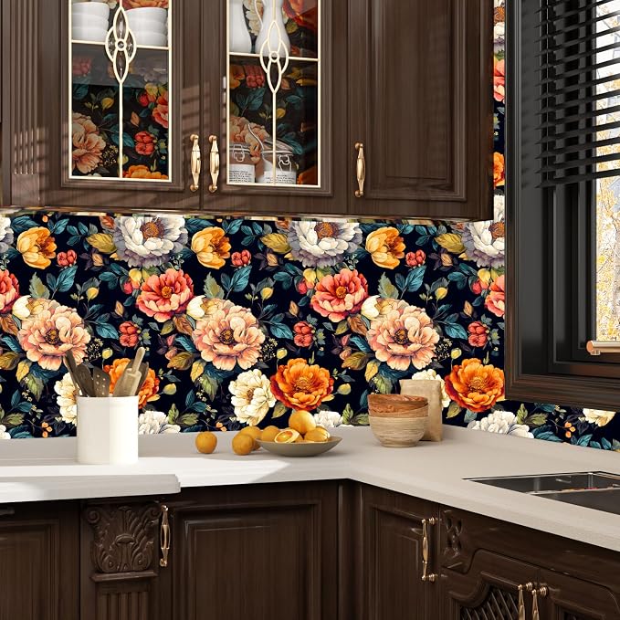 BOKEBEVE Extra Long Peel and Stick Wallpaper Vintage Extra Long Floral - Image 3