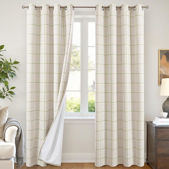 Lajode Sage Green Linen Blackout Curtains by Lajode
