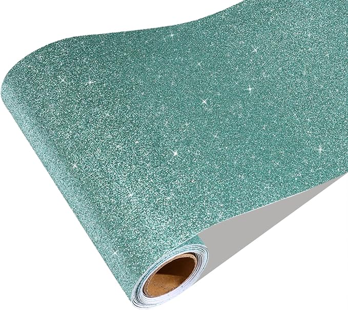 CRE8TIVE 8"x354" Light Teal Glitter Wallpaper Border Peel and Stick Wall Border by CRE8TIVE