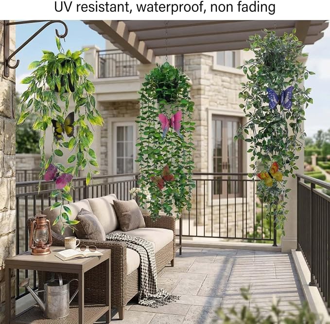 3 Pack Fake Plants with 6 Butterflies - Image 8