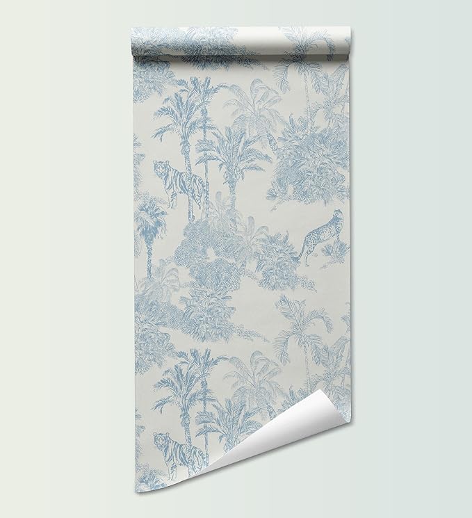 RollsRolla Toile Blue and White Peel and Stick Wallpaper Accent Wall French - Image 5