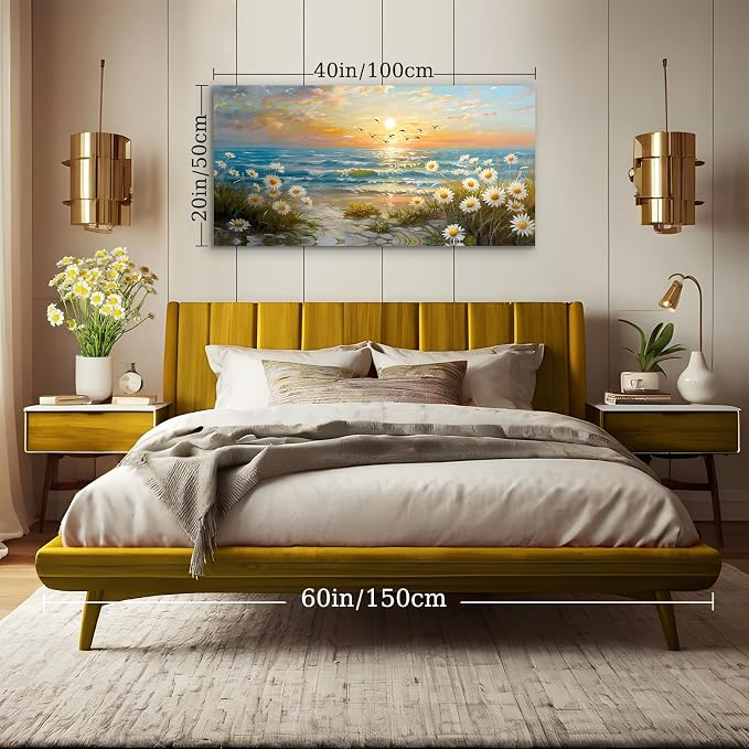 SERIMINO Large Canvas Wall Art Prints, Ocean Sunset Landscape Canvas Prints - Image 5