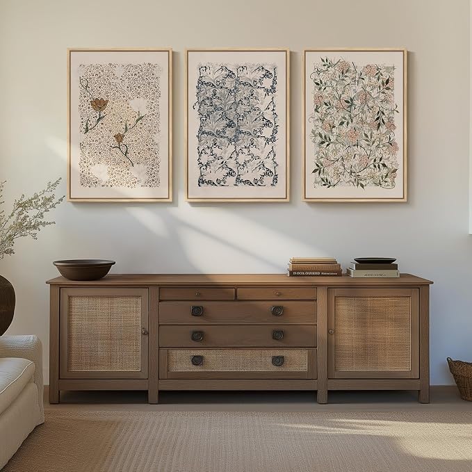 Framed Large William Morris Canvas Wall Art Set of 3, Vintage Nature Floral - Image 8