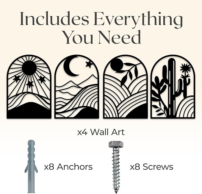 GALLERY GRACE Metal Wall Art Decor – 11" x 16", Office – Boho Minimalist Black - Image 7