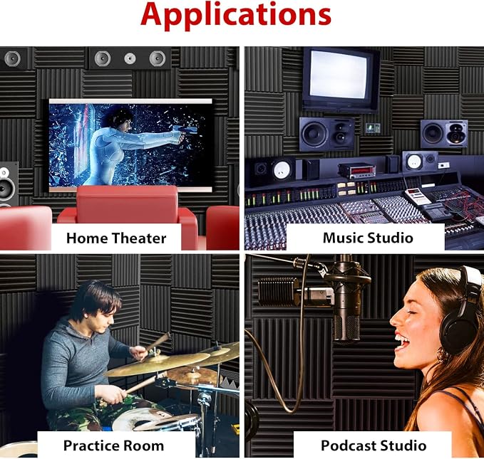 FONESO Acoustic Panels, High Density Soundproof Foam Panels, Fire Resistant - Image 6