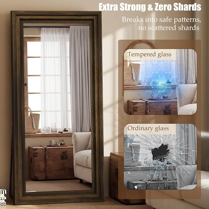 Full Length Mirror 71"x30", Large Solid Wood Frame Floor Mirror, Leaning Floor - Image 5