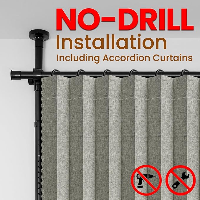 100% Blackout Room Divider Curtains Sets Grey W100 x L96 in 1 Panel No Drill - Image 3