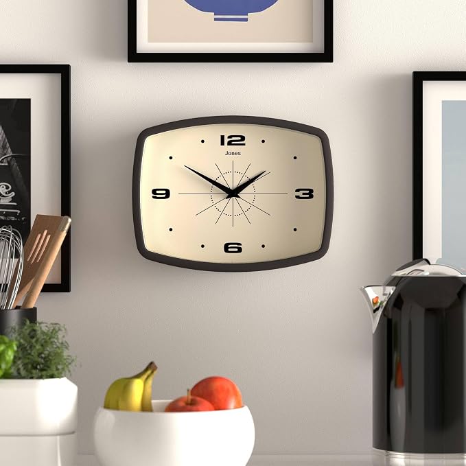 JONES CLOCKS® Movie wall Clock | Retro Rectangular Clock | 10 inch | Mocha - Image 3